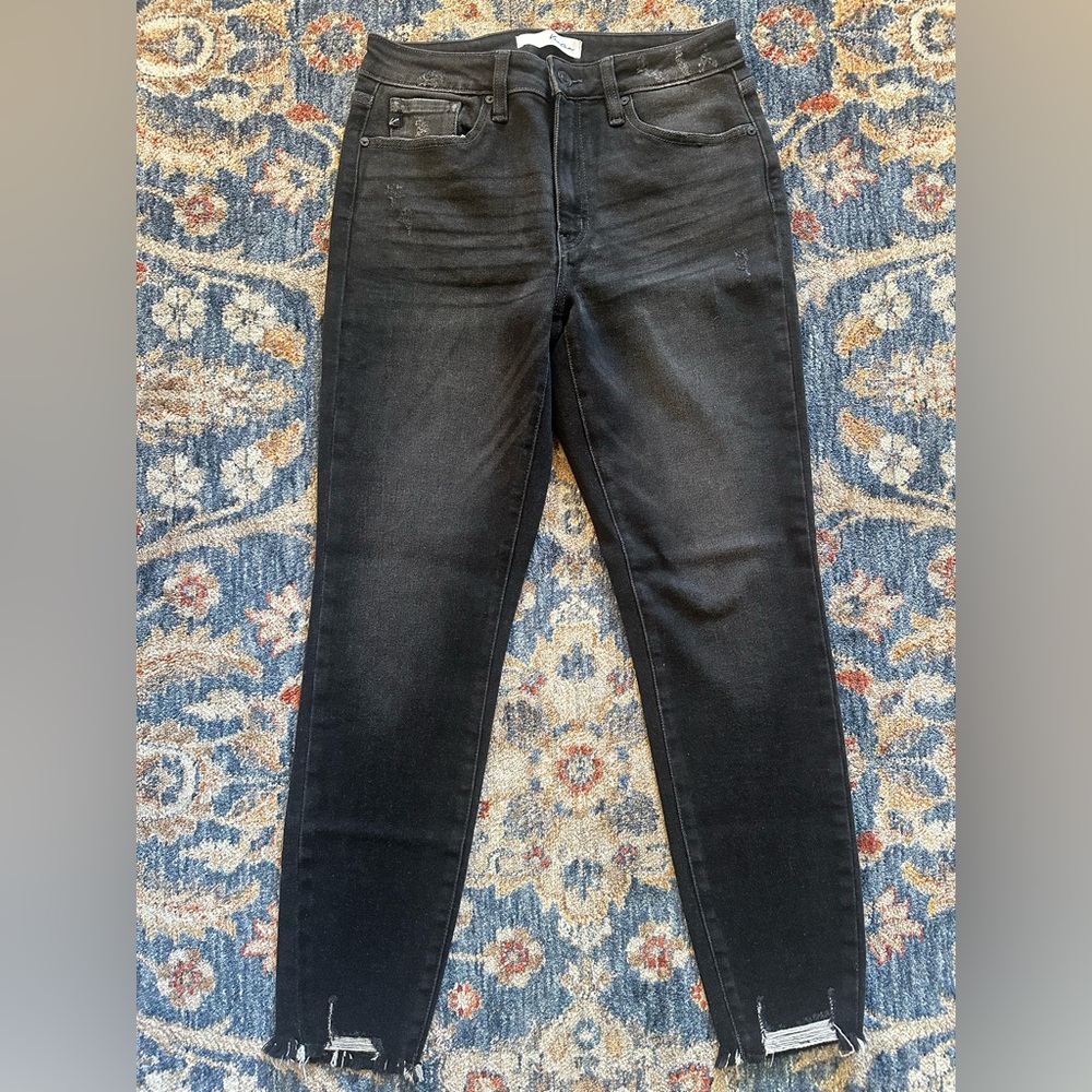 KanCan womens black denim skinny distressed jeans size 9/28